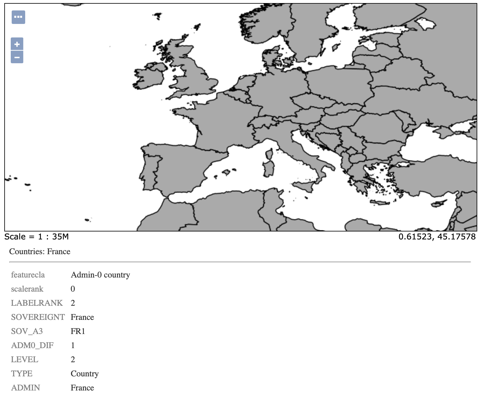 Natural Earth GetFeature Info